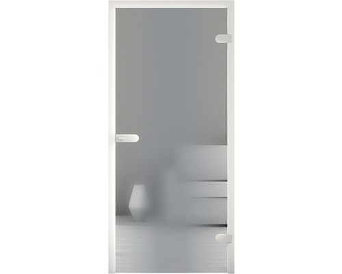 Glastür mit satiniertem Glas und weißem Rahmen