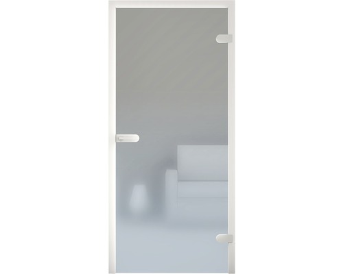 Glastür mit satiniertem Glas und weißem Rahmen