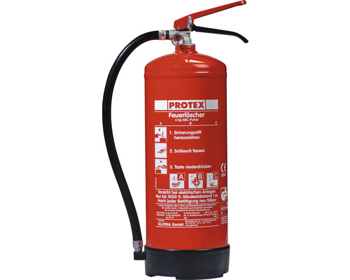 Pulverfeuerlöscher Protex 6 kg mit Manometer inkl. Wandhalter