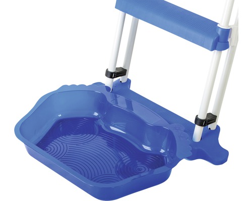Blaue Badehocker mit Fußabdrücken für Kinder