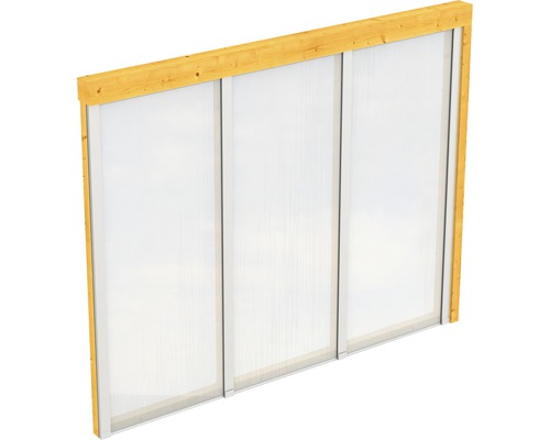 Seitenwand SKAN HOLZ für Terrassenüberdachung 255x200 cm eiche hell Drei Polycarbonatplatten mit Holzrahmen zur Verwendung im Außenbereich