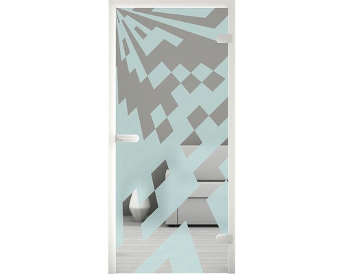 Glastür mit abstraktem Muster