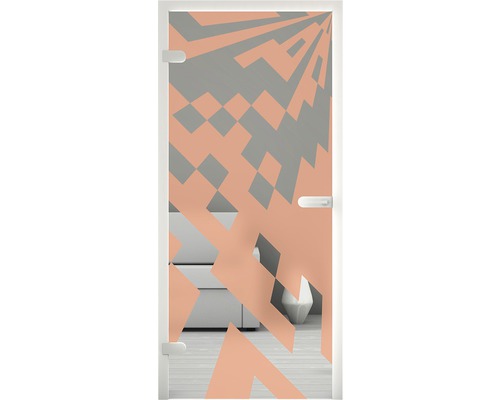Glastür mit abstraktem Muster