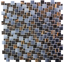 Mosaikfliese mit quadratischen Elementen aus Glas und Naturstein