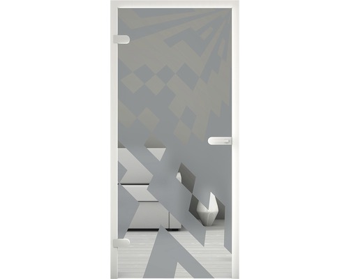 Glastür mit geometrischem Design für den Hornbach Onlineshop.