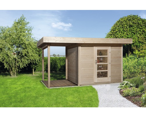 Gartenhaus weka Finline Profil Gr.3 mit Fußboden und Schleppdach 489 x 377 cm natur