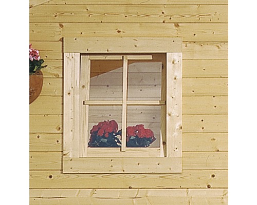 Einzelfenster für Gartenhaus 28 mm Karibu (Dreh/Kipp) Anschlag rechts 69x80 cm natur