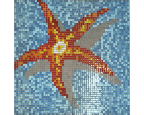 Mosaikbild Seestern 116,4x116,4 cm GM K39P orange/gelb/rot/blau