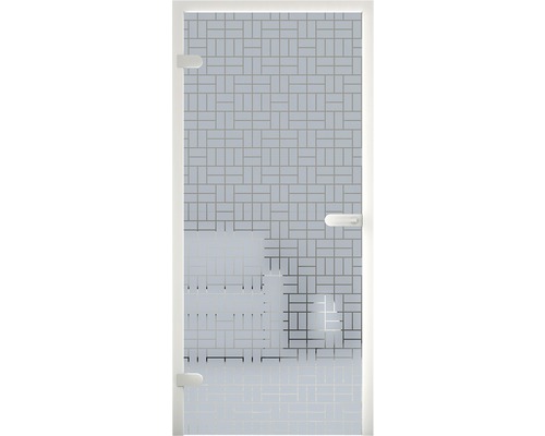 Duschkabinentür mit satiniertem Glas und Ziegelmuster