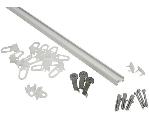 Aluminium-Vorhangschiene 13 mm Komplettset weiß 150 cm | HORNBACH