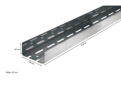 Profilschiene aus Metall, 2,60 Meter lang, mit Perforation