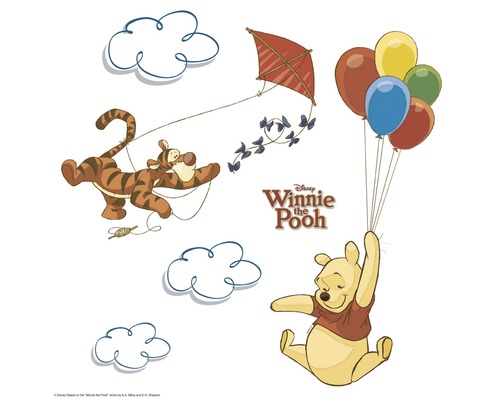 Winnie Puuh Wandtattoo mit Tigger, Puuh, Wolken, Drachen und Ballons
