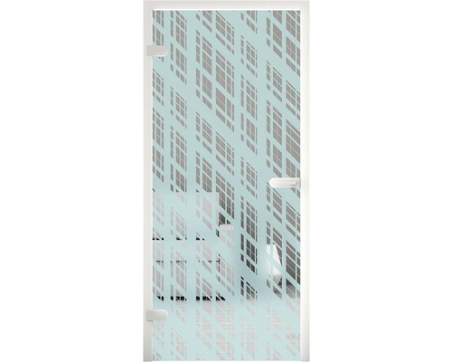 Glastür mit rechteckigem Dekor