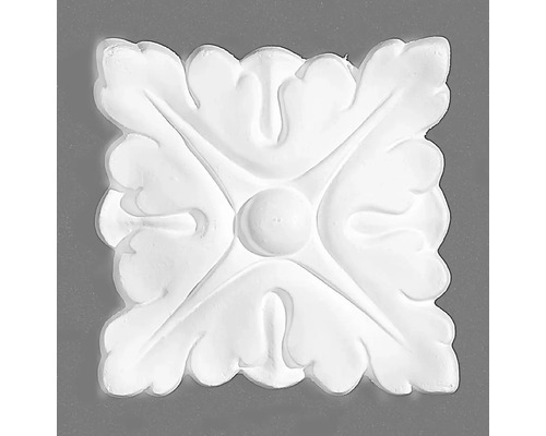 Quadratische Stuckrosette mit floralem Muster