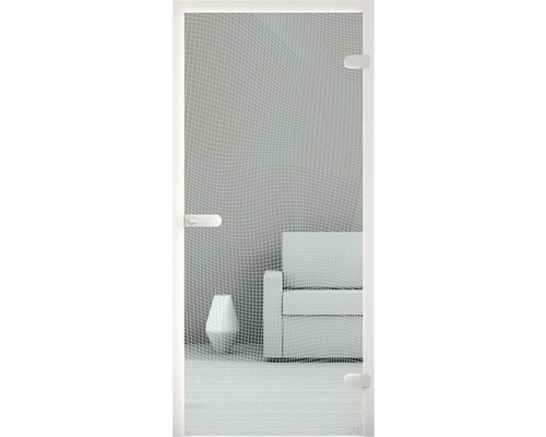 Insektenschutztür mit Netz vor Wohnzimmermöbeln