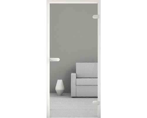 Insektenschutztür mit Sofa und Vase dahinter