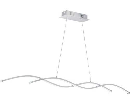 LED Pendelleuchte 14W 1900 lm 3000 K HxL 120x120 cm chrom/weiß Hängelampe mit geschwungenem Design für Innenräume