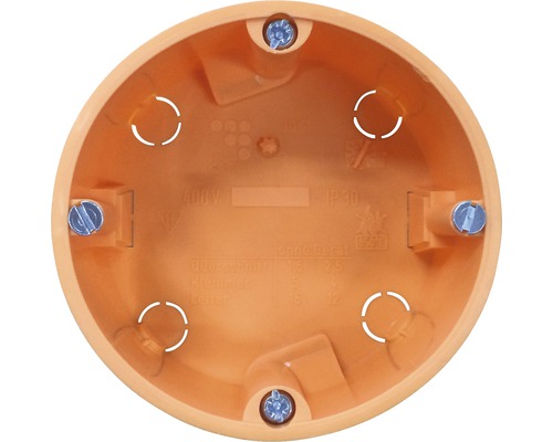 Kaiser 9061-00 flache Hohlwand Gerätedose orange 25 Stück, Plattenstärke: 7 - 28 mm Unterputzdose mit Schrauben zur Elektroinstallation