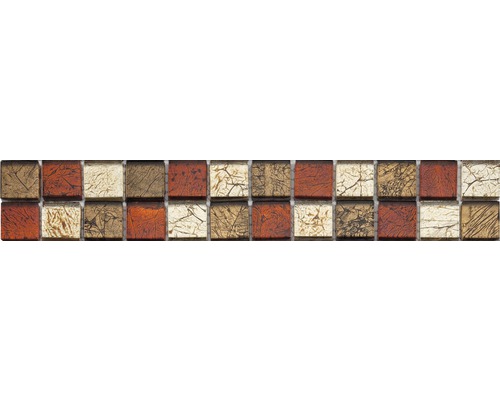 Glasbordüre 4,8x29,8 cm color mix mit kleinen Steinchen Mosaikfliese mit Muster