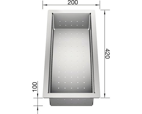 Edelstahl Abtropfbecken mit den Maßen 200 x 420 x 100 Millimeter