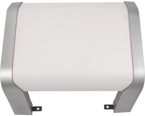 Rollladenkasten in Weiß mit silberfarbenen Halterungen