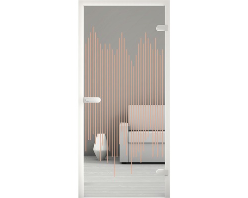 Glastür mit Streifenmuster in Wohnraum