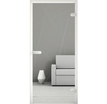 Glastür mit linearem Design in einem modern eingerichteten Raum