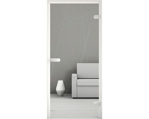 Glastür mit linearem Design in einem modern eingerichteten Raum