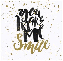 Schriftzug You Make Me Smile mit goldenen Farbspritzern