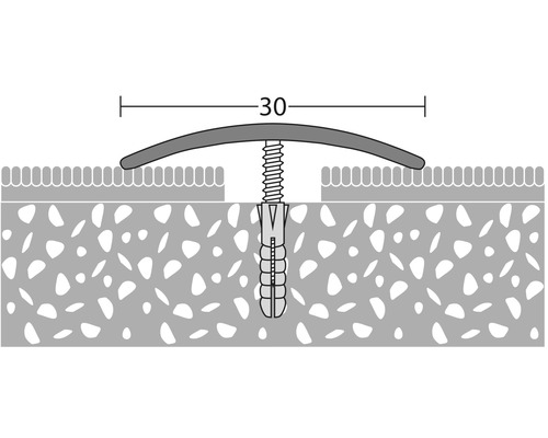 Illustration eines Übergangsprofils mit Befestigung an einem Untergrund, mit Maßangabe 30.