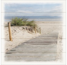 Dekoratives Wandbild mit Strandmotiv und Holzplankenoptik