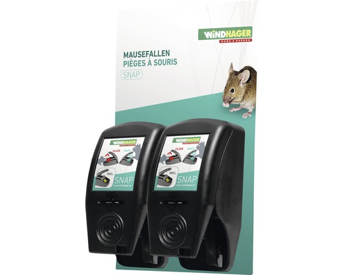 Mausefalle Windhager Snap robustes Kunststoffgehäuse, schwarz 2 Stk