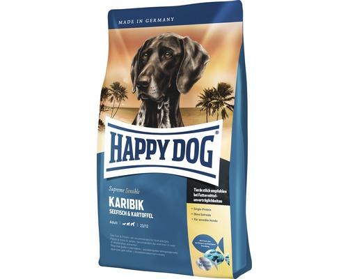 Hundefutter trocken HAPPY DOG Supreme Karibik 12,5 kg Happy Dog Karibik Trockenfutter für ausgewachsene Hunde mit Fisch und Kartoffel