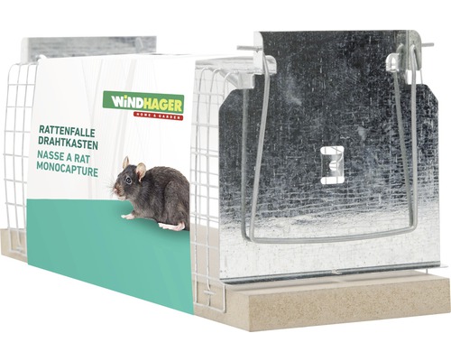 Rattenfalle Drahtkasten Windhager 26 x 9,5 x 9,2 cm Lebendfalle wiederverwendbar Windhager Rattenfalle Drahtkasten Monocapture