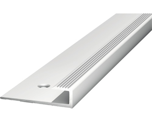 Prinz Einschubprofil Alu silber gelocht 27 x 7 x 2500 mm Treppenkantenprofil aus Aluminium mit Rillen und Befestigungslöchern