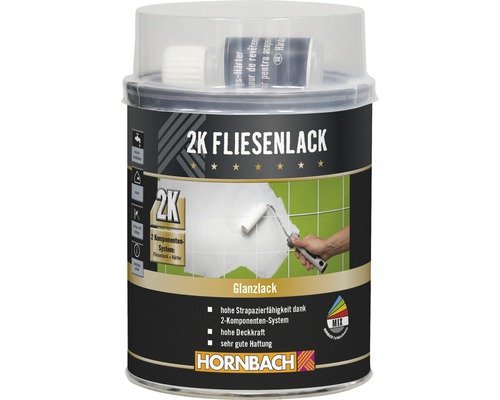 HORNBACH 2K Fliesenlack Fliesenfarbe glanz weiß 750 ml