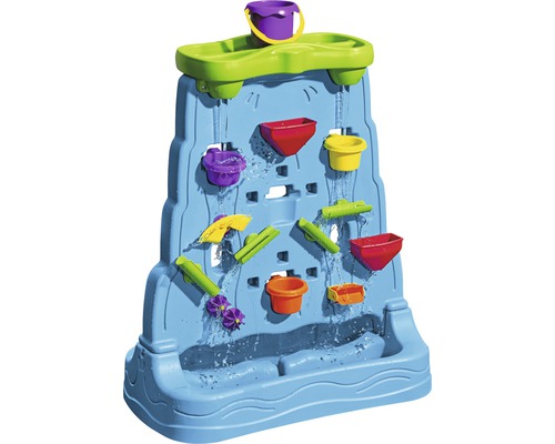 Wasserspielwand mit Eimer, Bechern und Wasserrädern für Kinder