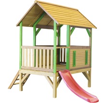 Spielhaus mit Rutsche und Leiter aus Holz