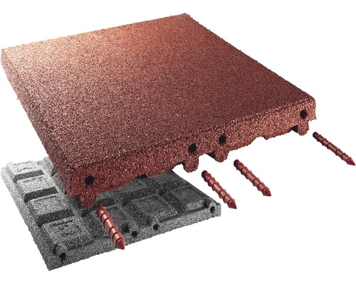 Verbundfliese aus Gummigranulat mit Verbindungsstiften