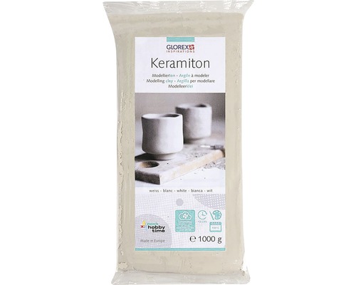 Keramiton Modelliermasse gebrauchsfertig lufthärtend und ofenhärtend geruchslosigkeit weiß 1 kg Keramische Modelliermasse in einer 1000 Gramm Packung