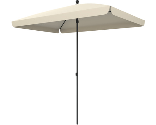 Mittelstockschirm SOLUNA Cannes Push Up 140 x 210 cm ecru mit UV-Schutz 80, wasserabweisende Polyesterbespannung Rechteckiger Sonnenschirm mit Mast in der Mitte