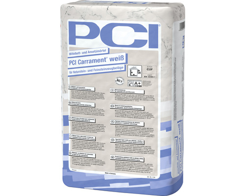 PCI Carrament® Mittelbett- und Ansetzmörtel für Naturwerksteinbeläge weiß C2FE 25 kg-0