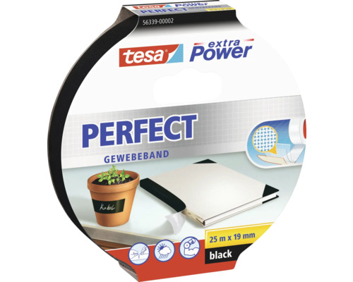 tesa extra Power Perfect Gewebeband schwarz 25m x 19mm-0