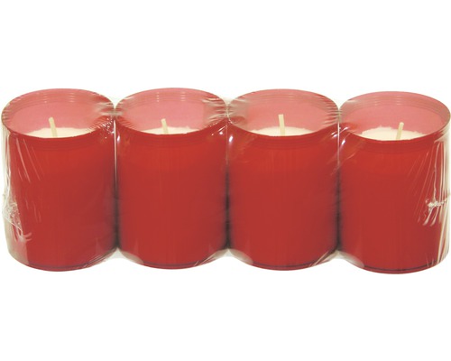 Vier rote Grableuchten in Folie verpackt