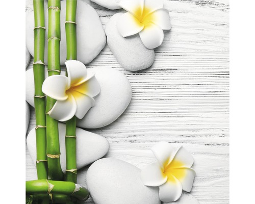 Glasbild Flowers Stones Bamboos I 30x30 cm GLA1829
