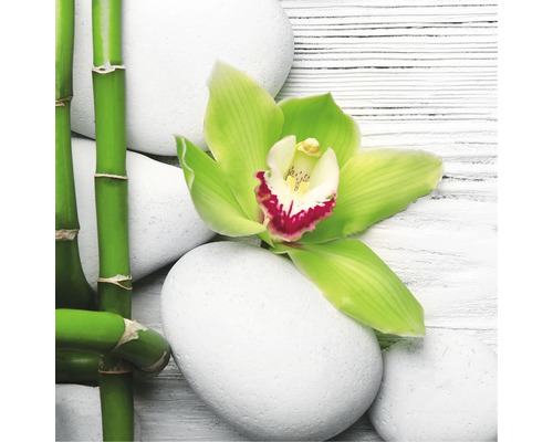 Glasbild Flowers Stones Bamboos II 30x30 cm GLA1830