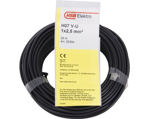 Aderleitung H07 V-U 1x2,5 mm² 20 m schwarz