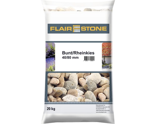 Sack mit bunten Rheinkieseln, Körnung 40/80 mm, 20 kg