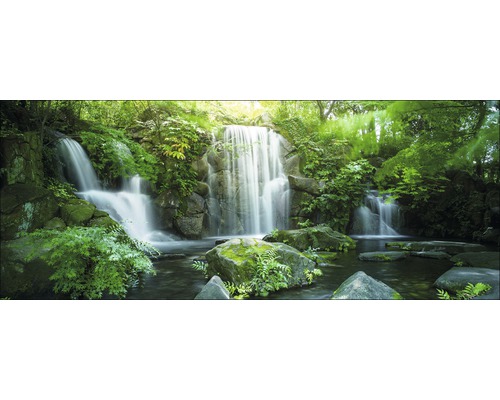 Glasbild Waterfall in Paradise 30x80 cm GLA1858