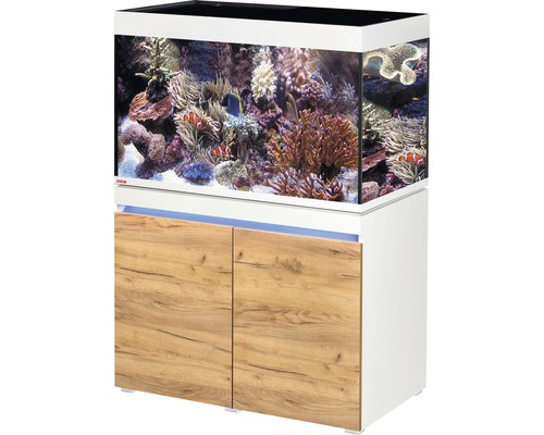 Aquariumkombination EHEIM incpiria 330 marine mit LED-Beleuchtung, Förderpumpe und beleuchtbaren Unterschrank alpin/Eiche